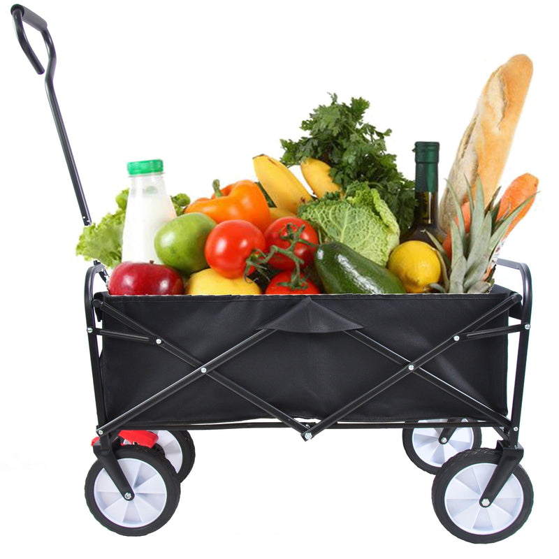 Black Folding Utility Wagon Shopping Beach Cart - Urban Living Furniture (Los Angeles, CA)