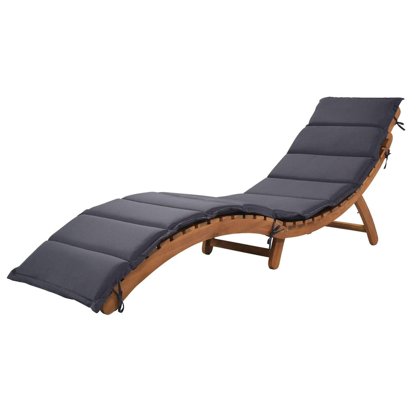 Outdoor Patio Wood Portable Extended Chaise Lounge Set with Foldable Tea Table and Dark Gray Cushions - Urban Living Furniture (Los Angeles, CA)