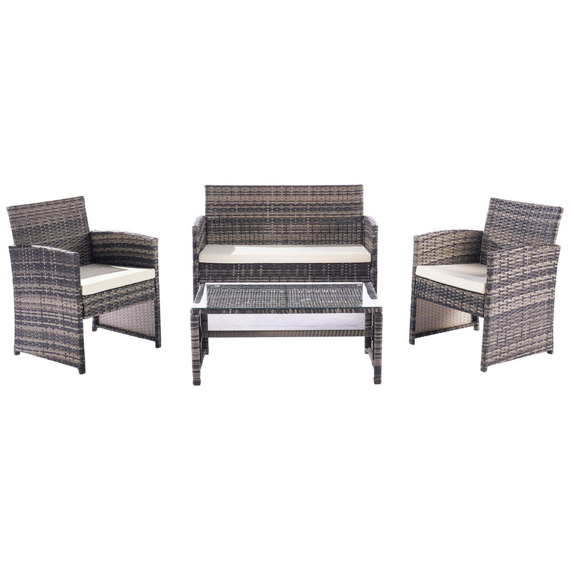 4 PCS Outdoor Rattan Furniture Sofa And Table Set with Beige Cushion - Urban Living Furniture (Los Angeles, CA)