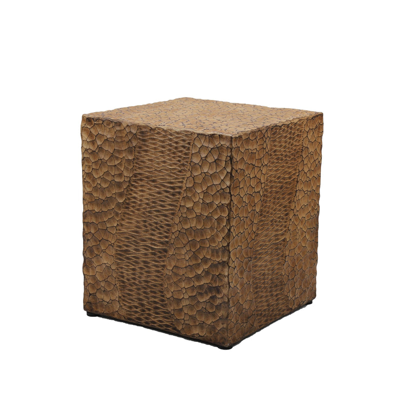 Outdoor Faux Wood Square Antique Yellow Stump Side Coffee Table - Urban Living Furniture (Los Angeles, CA)