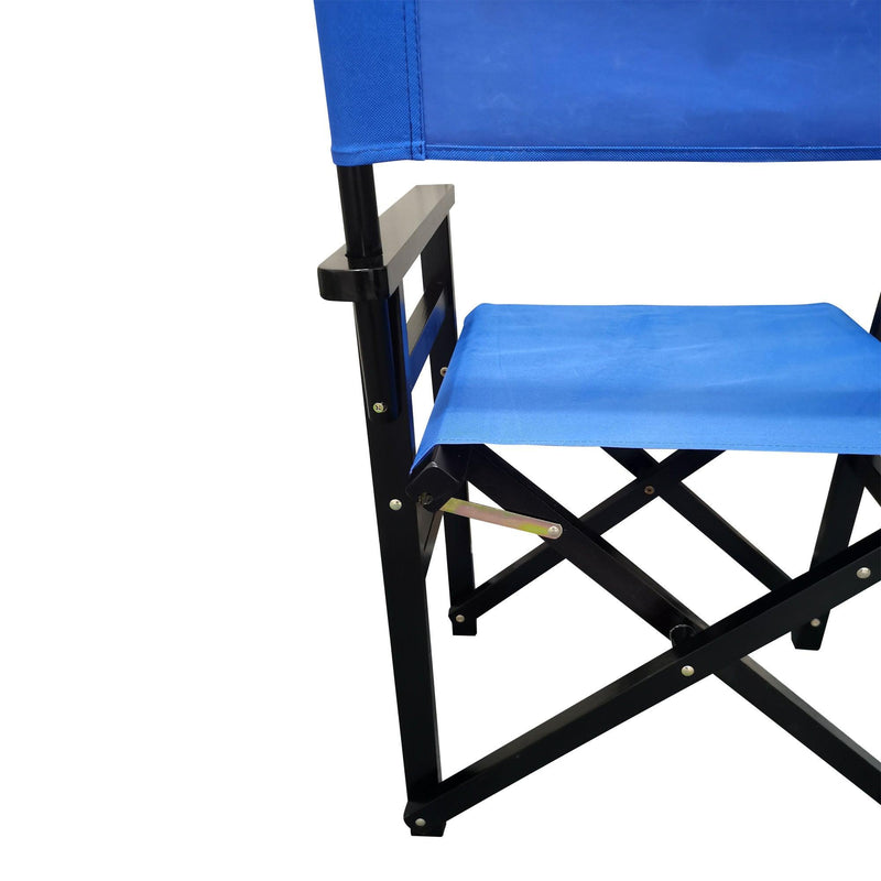 2 PCS Canvas Folding Black Wooden Chair - Blue