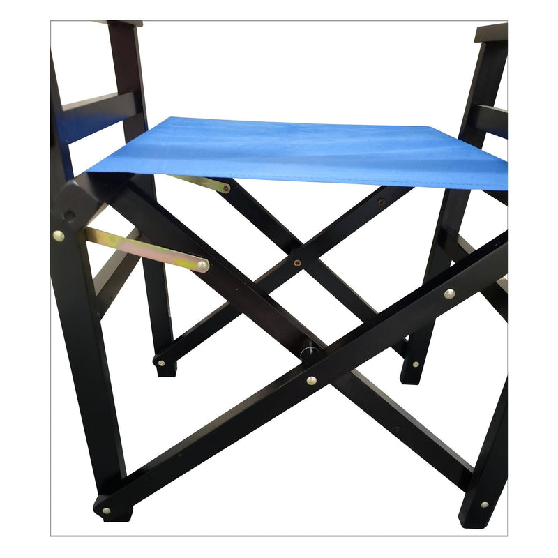 2 PCS Canvas Folding Black Wooden Chair - Blue