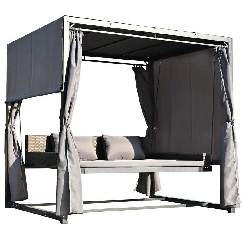 Outdoor Swing Bed with Gray Curtain and Gray Cushion - Urban Living Furniture (Los Angeles, CA)