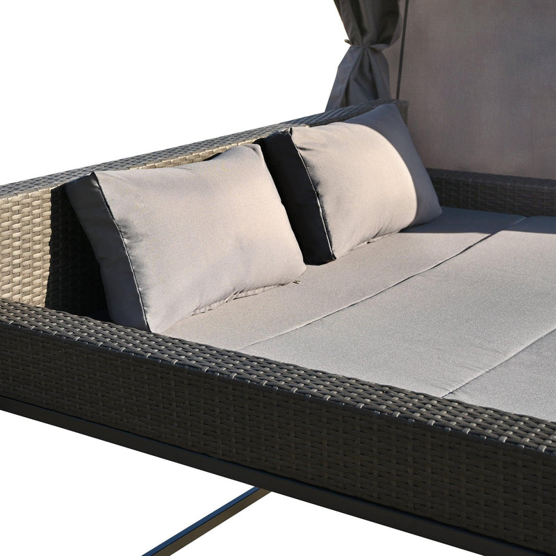 Outdoor Swing Bed with Gray Curtain and Gray Cushion - Urban Living Furniture (Los Angeles, CA)