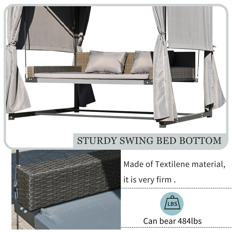 Outdoor Swing Bed with Gray Curtain and Gray Cushion - Urban Living Furniture (Los Angeles, CA)