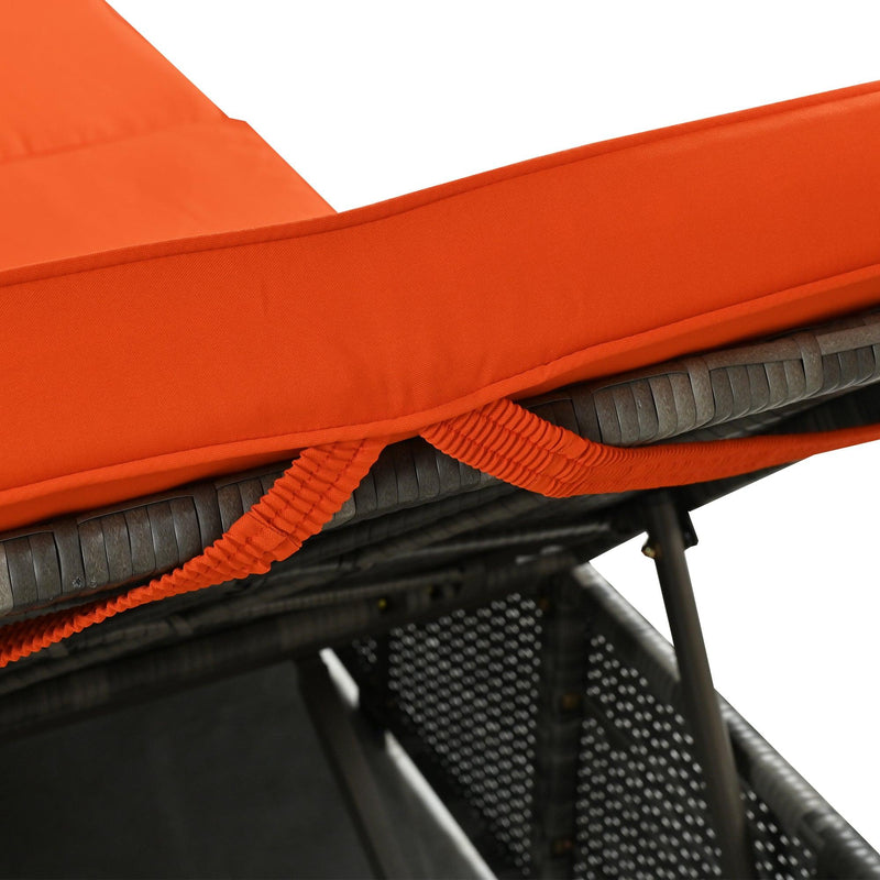 Adjustable Sun Bed With Beige Curtain and Orange Cushion - Urban Living Furniture (Los Angeles, CA)