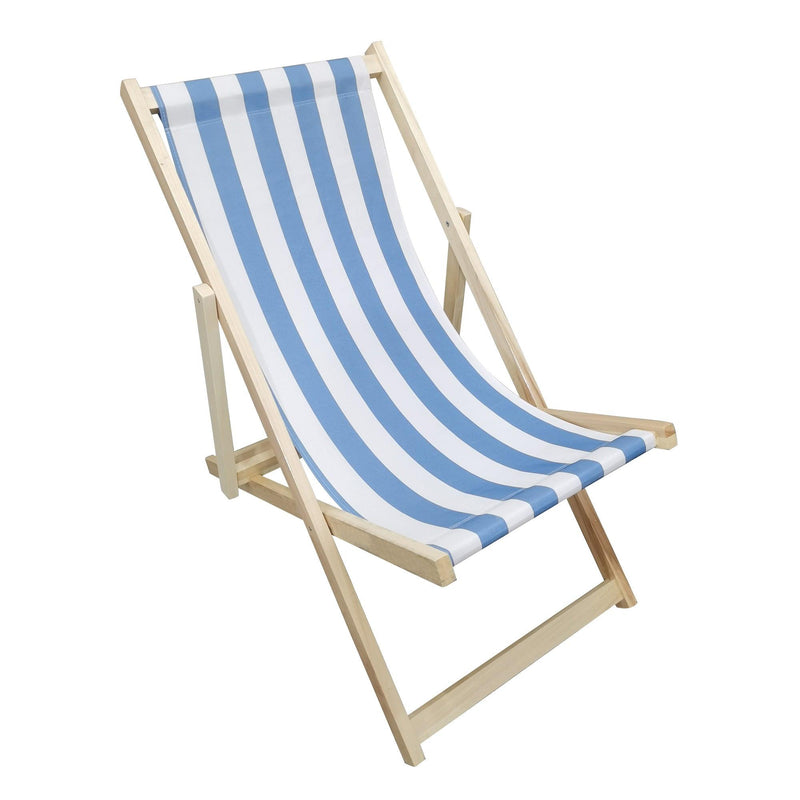 Blue Stripe Folding Beach Chaise Lounge Chair