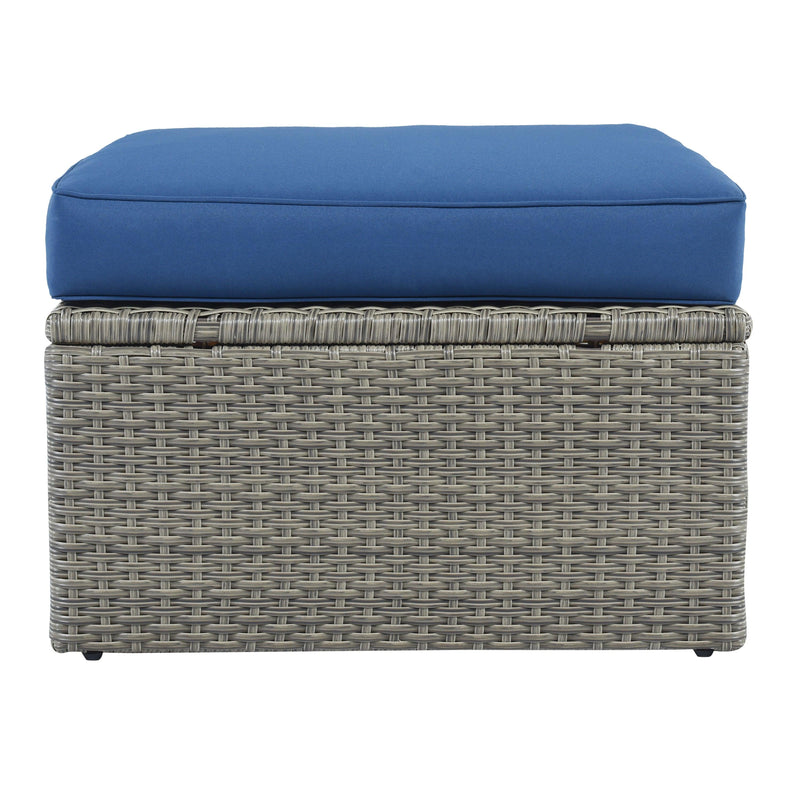 3PCS Outdoor Patio Rattan Wicker Sofa with Ottomansm Blue Cushions, and Lifted Top Coffee Table - Urban Living Furniture (Los Angeles, CA)