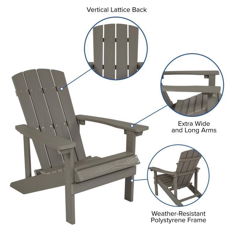 Charlestown All-Weather Poly Resin Wood Adirondack Chair in Gray - Urban Living Furniture (Los Angeles, CA)