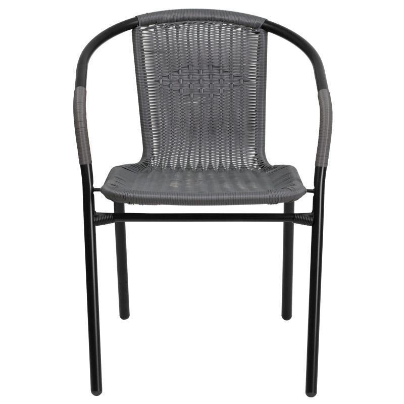 Lila 2 Pack Gray Rattan Indoor-Outdoor Restaurant Stack Chair