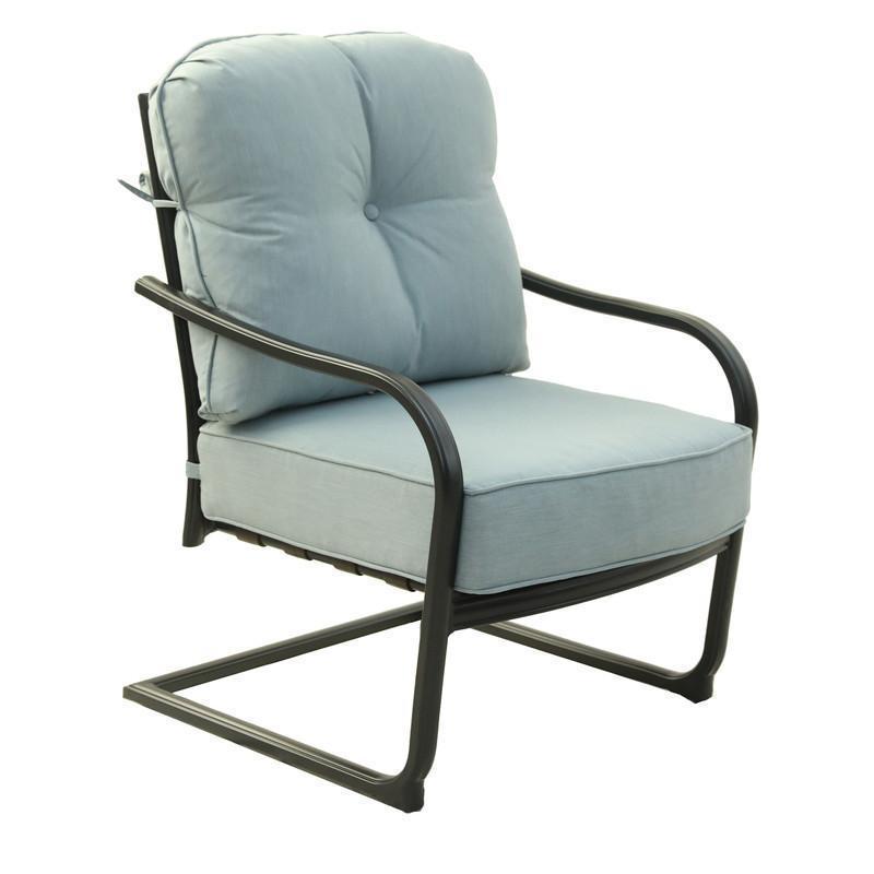 Set of 2 Outdoor Spring Chair with Light Blue Cushion