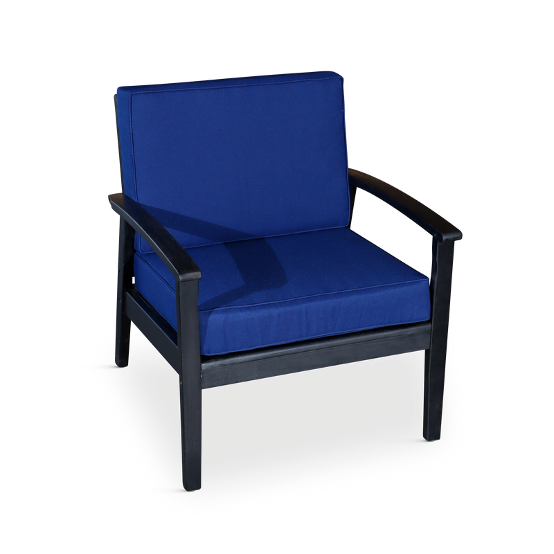 Deep Seat Eucalyptus Chair - Espresso Finish - Navy Cushions