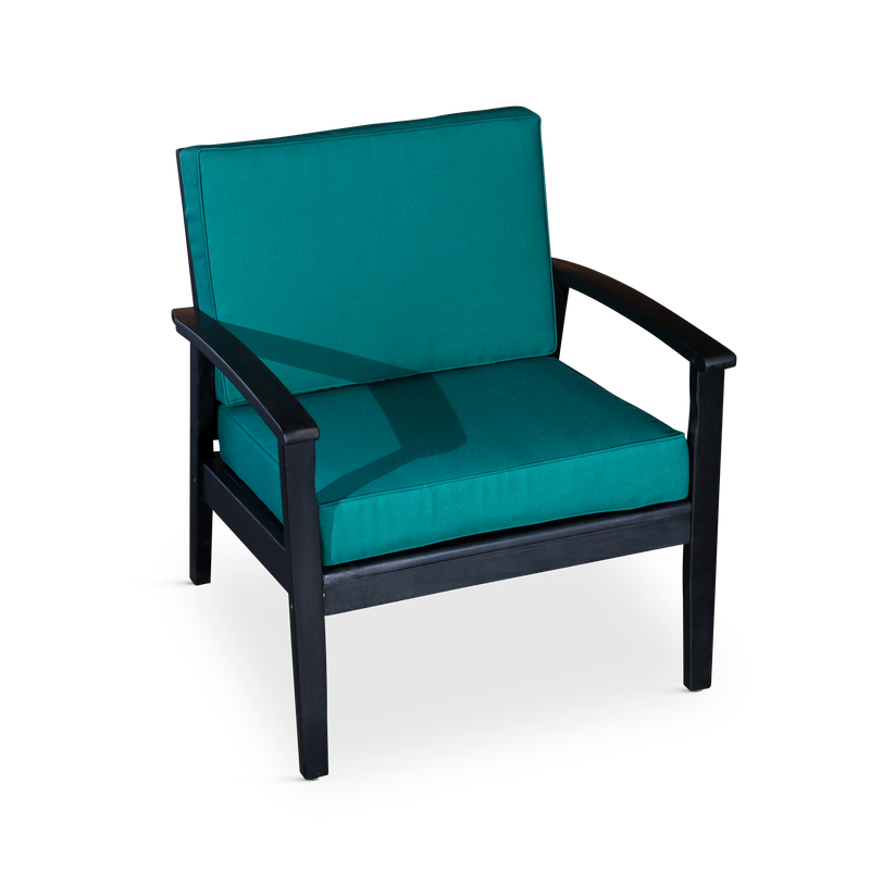 Deep Seat Eucalyptus Chair -  Espresso Finish -  Dark Green Cushions