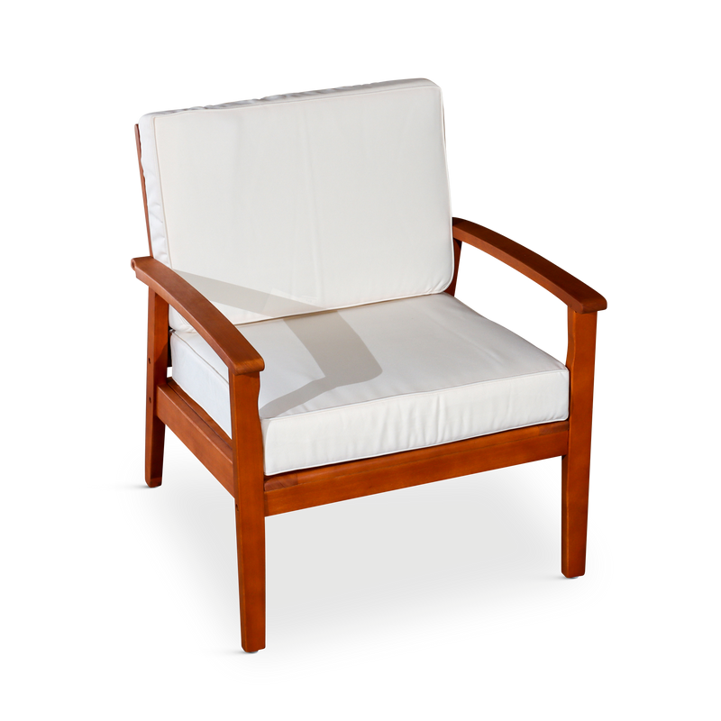 Deep Seat Eucalyptus Chair -  Natural Oil Finish -  Cream Cushions