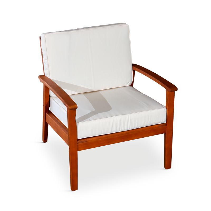 Deep Seat Eucalyptus Chair -  Natural Oil Finish -  Cream Cushions - Urban Living Furniture (Los Angeles, CA)