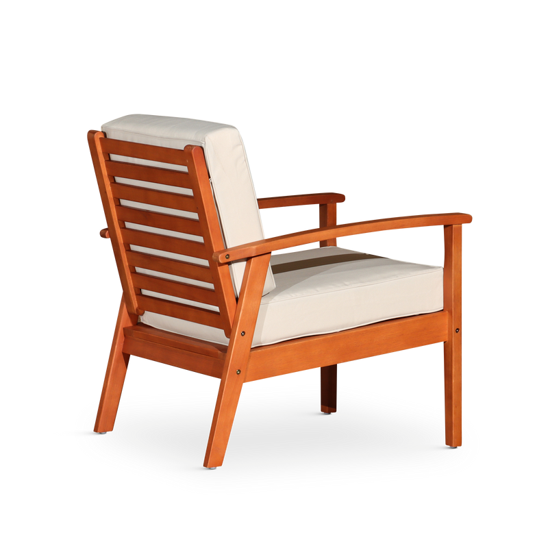 Deep Seat Eucalyptus Chair -  Natural Oil Finish -  Burgundy Cushions