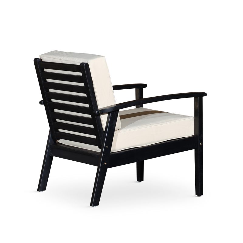 Deep Seat Eucalyptus Chair - Espresso Finish - Navy Cushions