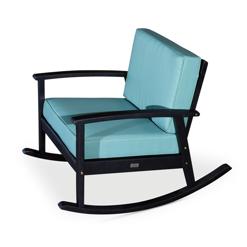 Eucalyptus Rocking Chair with Cushions -  Espresso Finish -  Sage Cushions