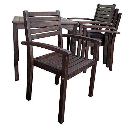 5 PCS Eucalyptus Dining Set - Espresso Finish