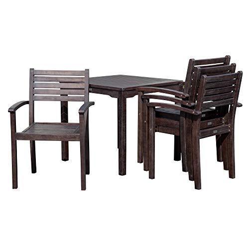 5 PCS Eucalyptus Dining Set - Espresso Finish - Urban Living Furniture (Los Angeles, CA)