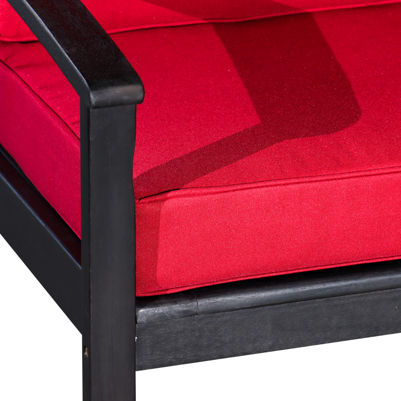 Deep Seat Eucalyptus Chair -  Espresso Finish -  Burgundy Cushions