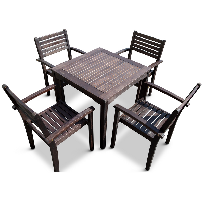 5 PCS Eucalyptus Dining Set - Espresso Finish