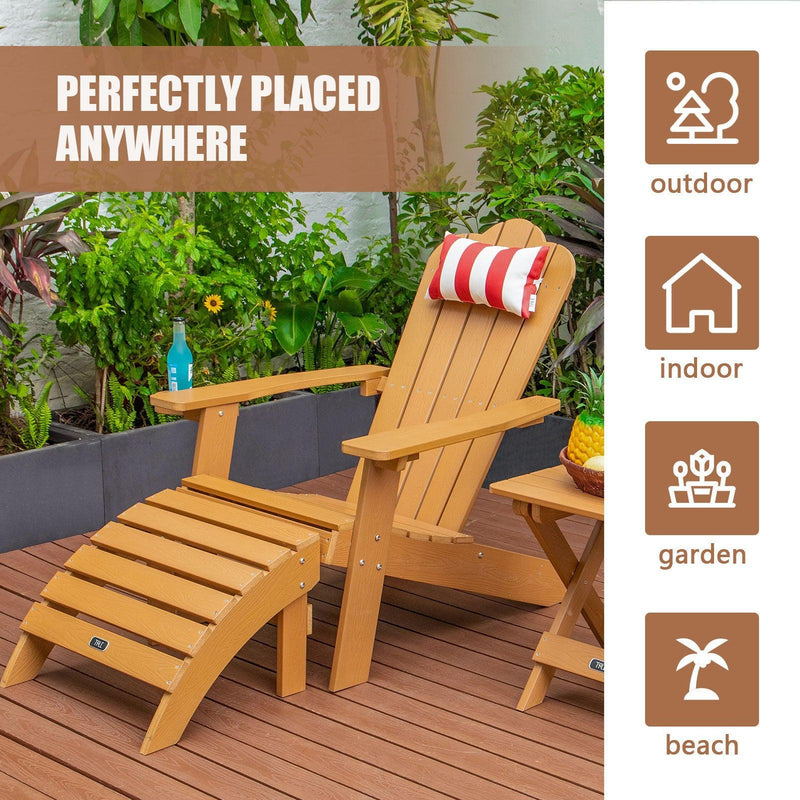 All-Weather and Fade-Resistant Adirondack Chair with Cup Holder Plastic