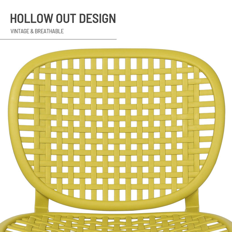 3 PCS Hollow Design Retro Outdoor Patio Tea Table and Chair Set - Yellow - Urban Living Furniture (Los Angeles, CA)