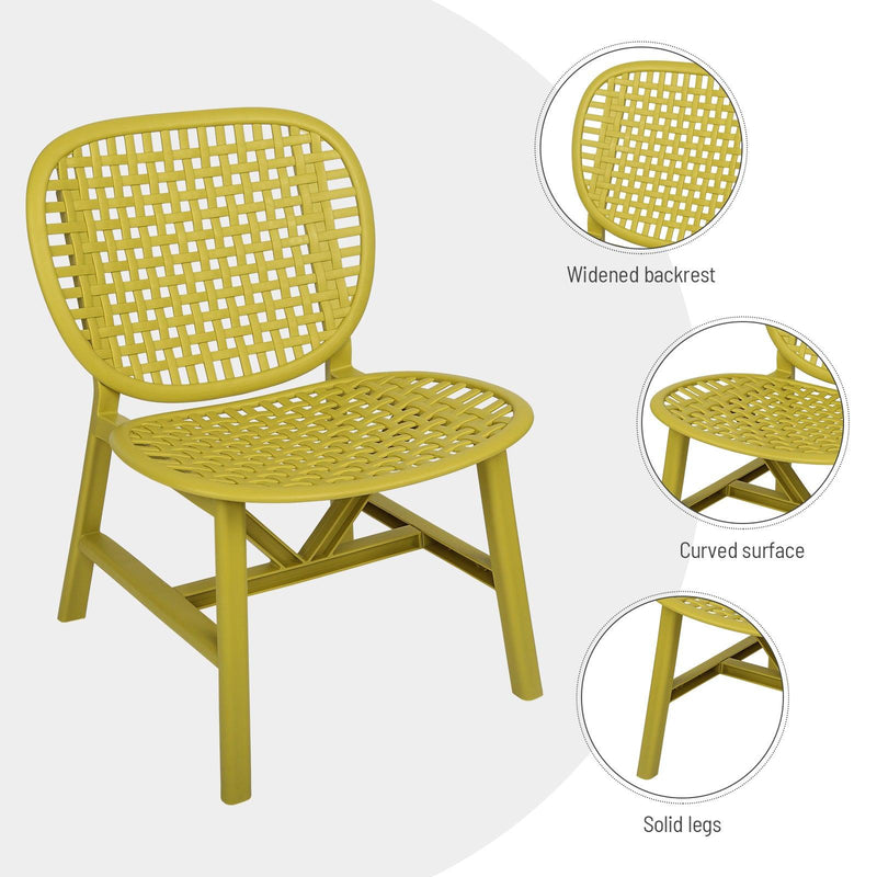 3 PCS Hollow Design Retro Outdoor Patio Tea Table and Chair Set - Yellow - Urban Living Furniture (Los Angeles, CA)