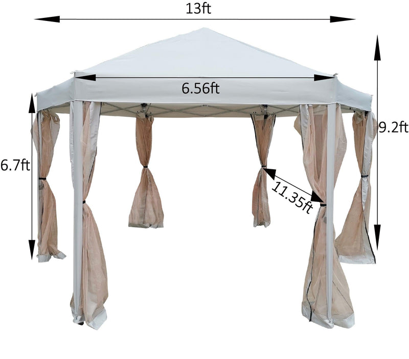 13 Ft. W x 13 Ft. D x 9.2ft Pop-Up Gazebo Tent Outdoor Canopy