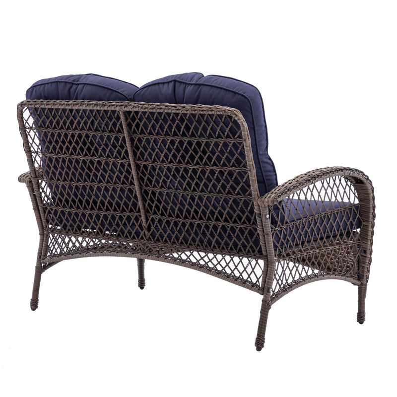 4 PCS Outdoor FurnitureModern Wicker Rattan Seating Set with Navy Cushion - Urban Living Furniture (Los Angeles, CA)