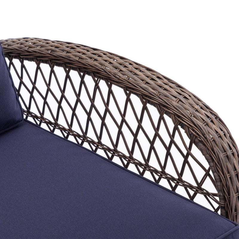 4 PCS Outdoor FurnitureModern Wicker Rattan Seating Set with Navy Cushion - Urban Living Furniture (Los Angeles, CA)