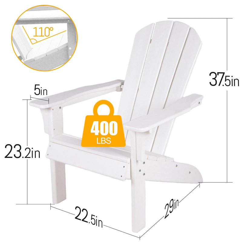 Outdoor Patio Sunlight Resistant HDPE Adirondack Chair - White - Urban Living Furniture (Los Angeles, CA)