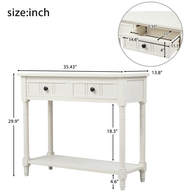 Daisy Series Console Table Traditional Design with Two Drawers and Bottom Shelf (Ivory White) - Urban Living Furniture (Los Angeles, CA)