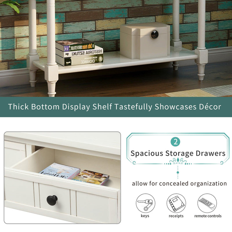 Daisy Series Console Table Traditional Design with Two Drawers and Bottom Shelf (Ivory White) - Urban Living Furniture (Los Angeles, CA)