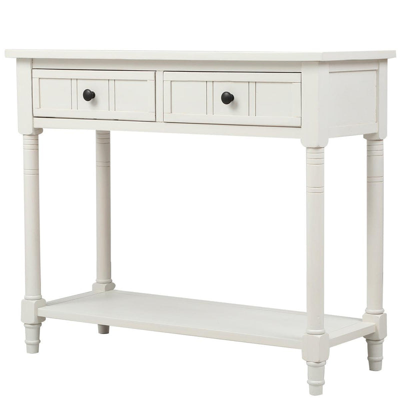 Daisy Series Console Table Traditional Design with Two Drawers and Bottom Shelf (Ivory White) - Urban Living Furniture (Los Angeles, CA)