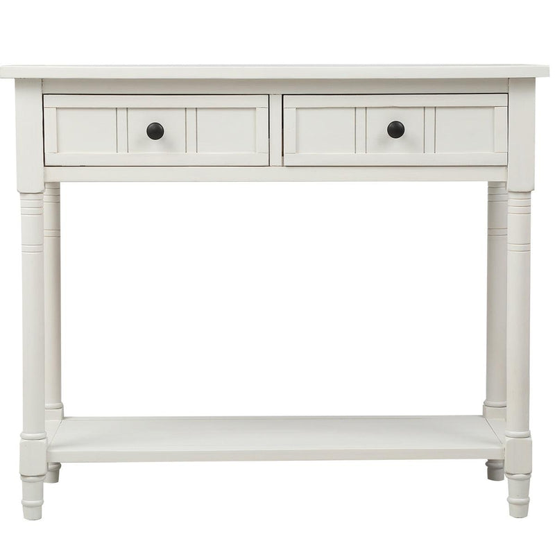 Daisy Series Console Table Traditional Design with Two Drawers and Bottom Shelf (Ivory White) - Urban Living Furniture (Los Angeles, CA)