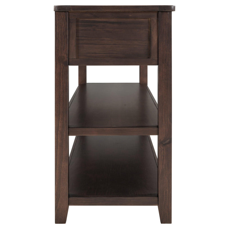 Retro Design Console Table with Two Open Shelves, Pine Solid Wood Frame and Legs for Living Room (Espresso) - Urban Living Furniture (Los Angeles, CA)