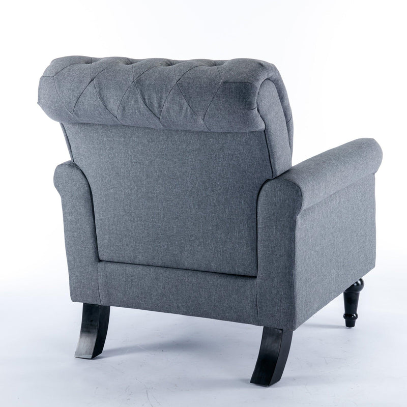 Accent Chairs for Bedroom, MidcenturyModern Accent Arm Chair for Living Room, Linen Fabric Comfy Reading Chair, Tufted Comfortable Sofa Chair, Upholstered Single Sofa, Dark Grey - Urban Living Furniture (Los Angeles, CA)