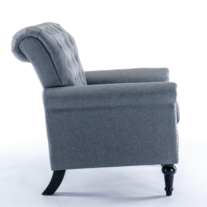 Accent Chairs for Bedroom, MidcenturyModern Accent Arm Chair for Living Room, Linen Fabric Comfy Reading Chair, Tufted Comfortable Sofa Chair, Upholstered Single Sofa, Dark Grey - Urban Living Furniture (Los Angeles, CA)