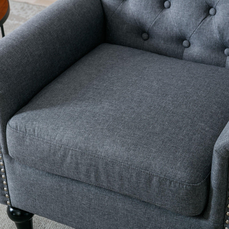 Accent Chairs for Bedroom, MidcenturyModern Accent Arm Chair for Living Room, Linen Fabric Comfy Reading Chair, Tufted Comfortable Sofa Chair, Upholstered Single Sofa, Dark Grey - Urban Living Furniture (Los Angeles, CA)