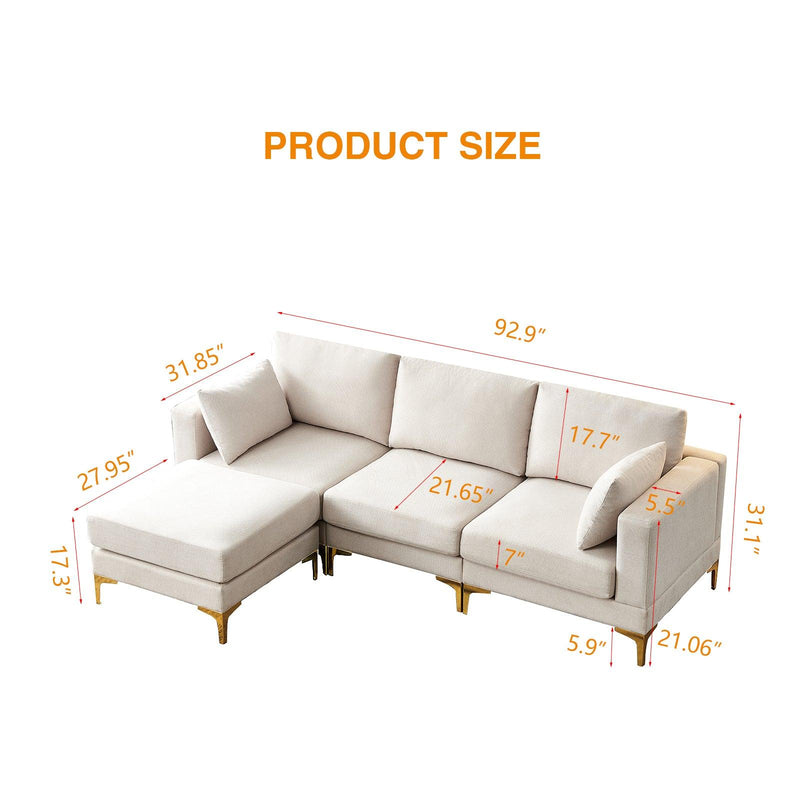 Living Room FurnitureModern Leisure L Shape Couch Beige Fabric - Urban Living Furniture (Los Angeles, CA)