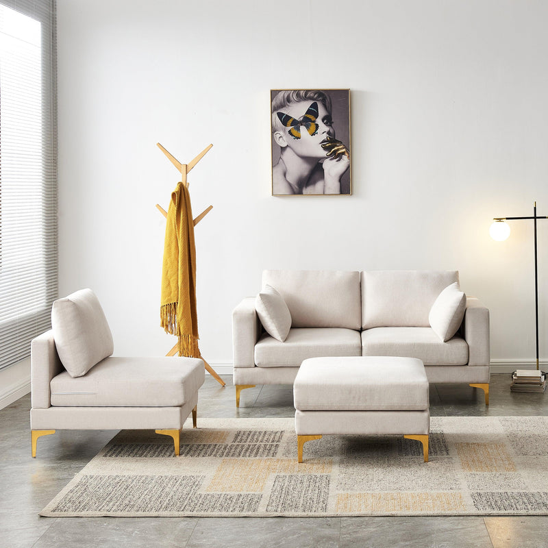 Living Room FurnitureModern Leisure L Shape Couch Beige Fabric - Urban Living Furniture (Los Angeles, CA)