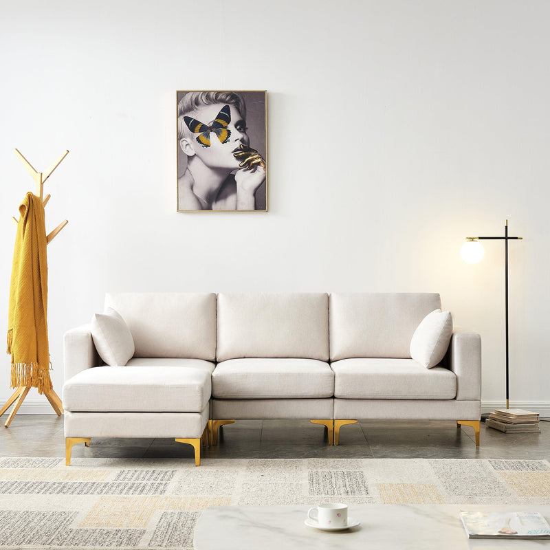 Living Room FurnitureModern Leisure L Shape Couch Beige Fabric - Urban Living Furniture (Los Angeles, CA)