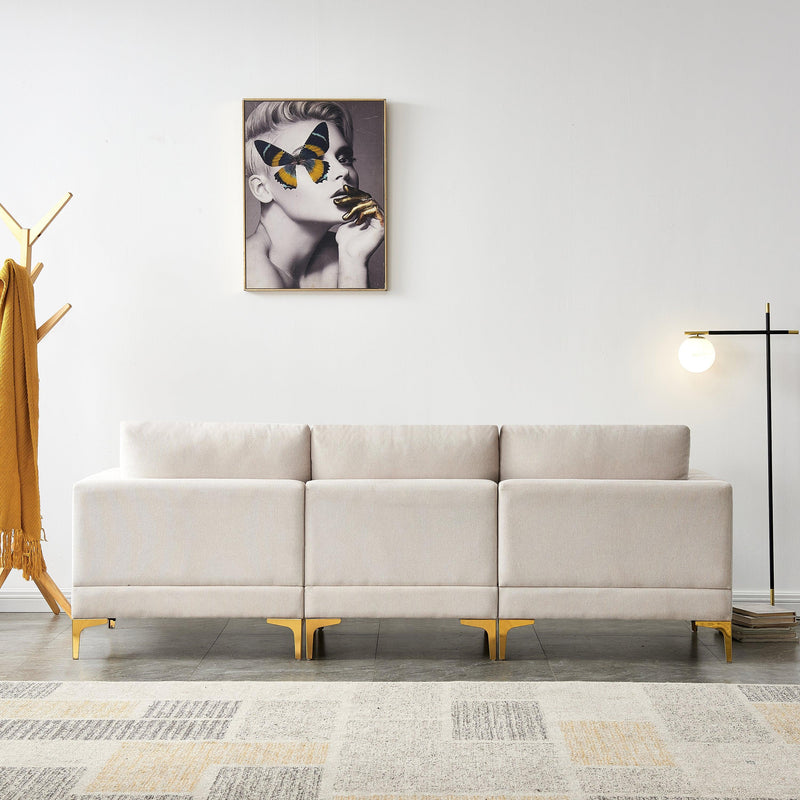 Living Room FurnitureModern Leisure L Shape Couch Beige Fabric - Urban Living Furniture (Los Angeles, CA)