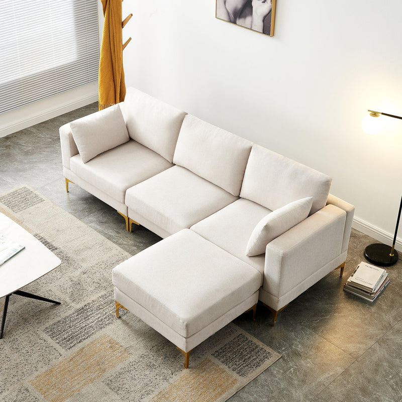 Living Room FurnitureModern Leisure L Shape Couch Beige Fabric - Urban Living Furniture (Los Angeles, CA)