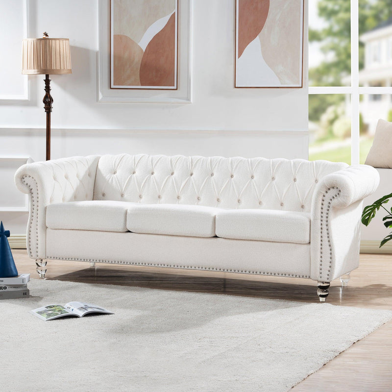 84.65" Rolled Arm Chesterfield 3 Seater Sofa - Urban Living Furniture (Los Angeles, CA)