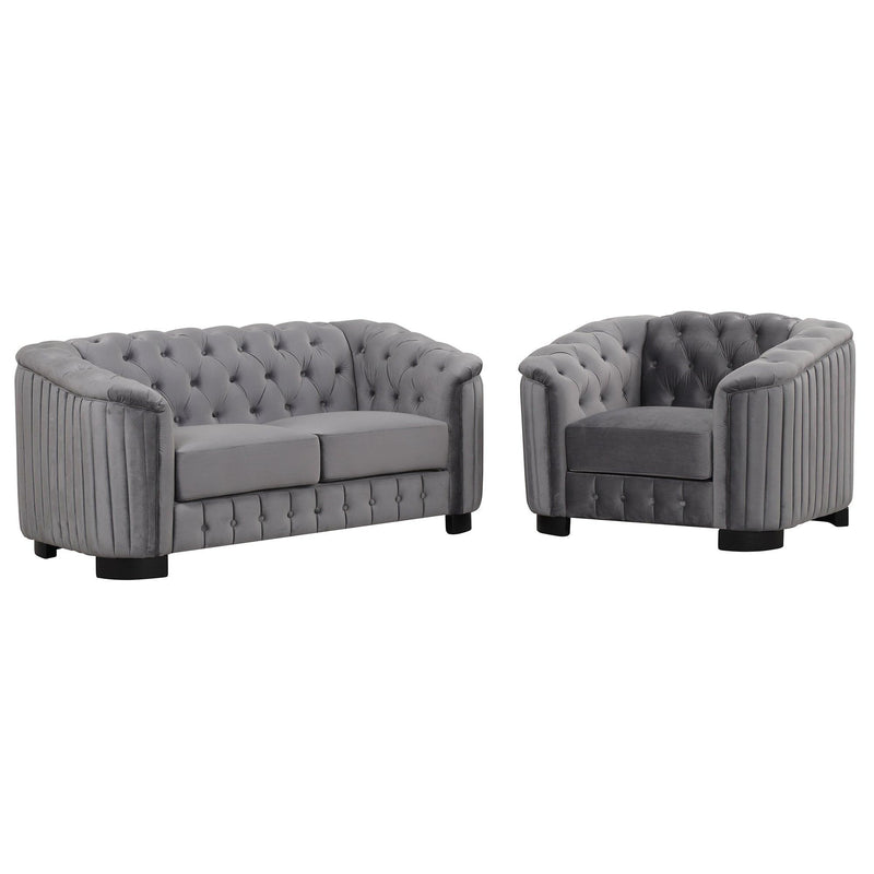 Modern 3-Piece Sofa Sets with Rubber Wood Legs,Velvet Upholstered Couches Sets Including Three Seat Sofa, Loveseat and Single Chair for Living Room Furniture Set,Gray - Urban Living Furniture (Los Angeles, CA)