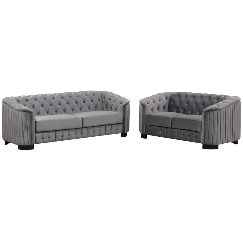 Modern 3-Piece Sofa Sets with Rubber Wood Legs,Velvet Upholstered Couches Sets Including Three Seat Sofa, Loveseat and Single Chair for Living Room Furniture Set,Gray - Urban Living Furniture (Los Angeles, CA)