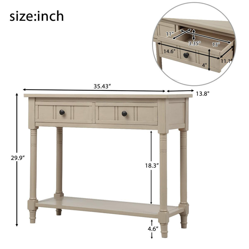 Daisy Series Console Table Traditional Design with Two Drawers and Bottom Shelf (Retro Grey) - Urban Living Furniture (Los Angeles, CA)